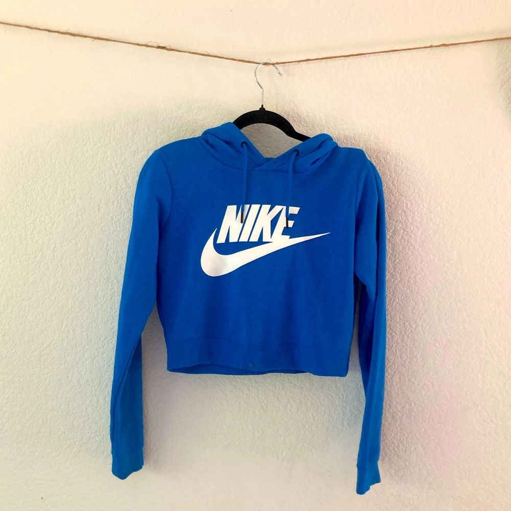 Blue Nike Cropped Hoodie